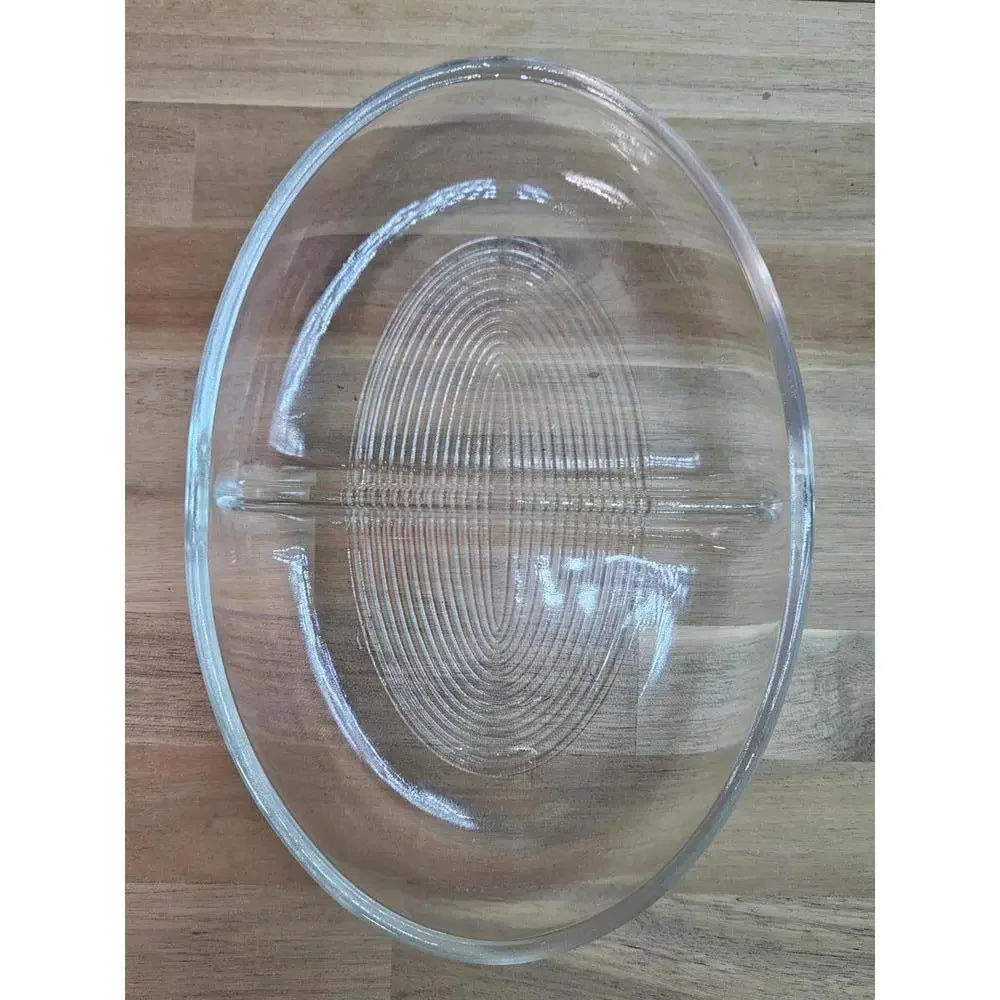 Vintage Glasbake J-558 Clear Glass Divided Oval Serving Dish - 10